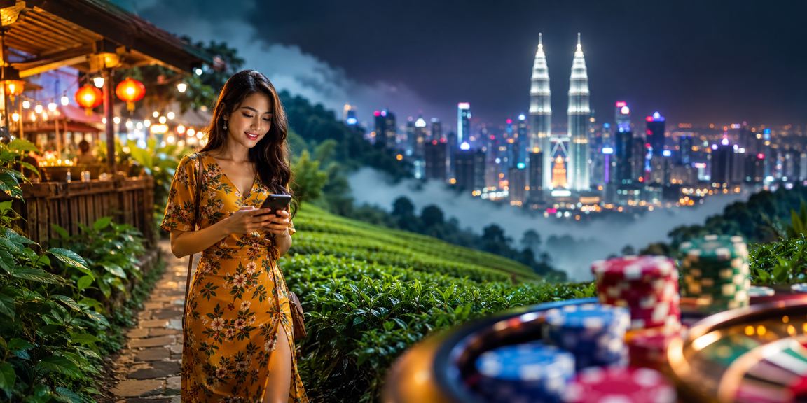 Pemain poker Malaysia mengakses meja dalam talian 881 melalui telefon bimbit di Kuala Lumpur
